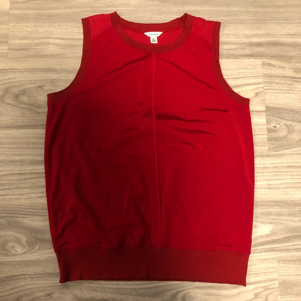 Calvin Klein Sleeveless Crewneck Red Top, Sz. S/P